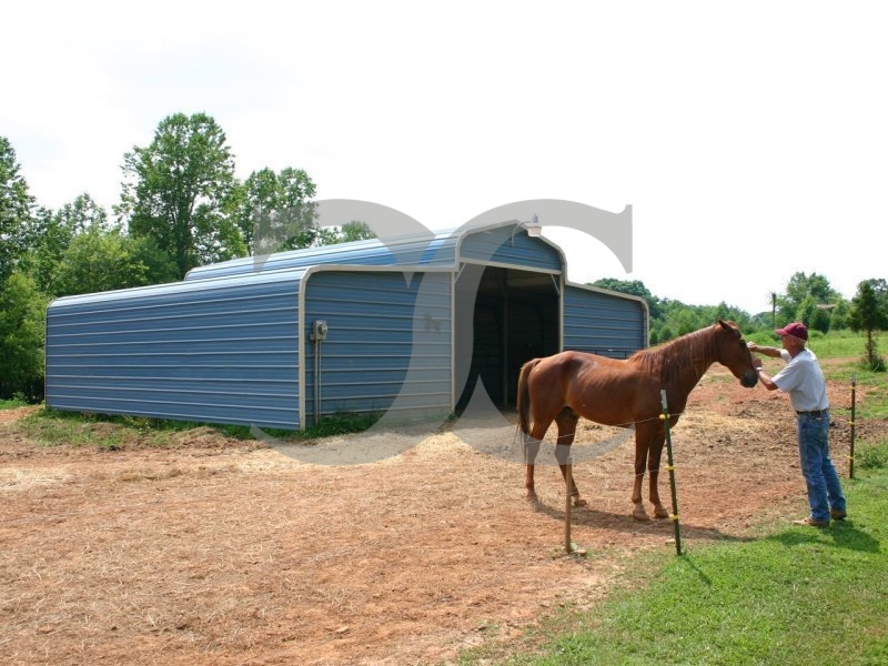 Metal Horse Barn | Regular Roof | 36W x 26L x 9H | Shelter Metal Horse Barn | Regular Roof | 36W x 26L x 9H | Shelter