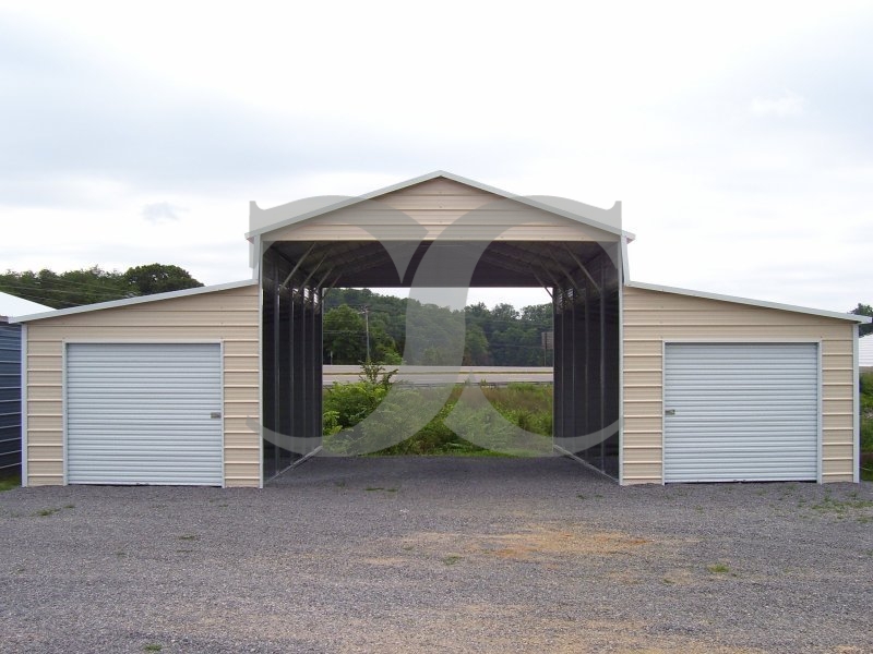 Metal Carolina Barn | Boxed Eave Roof | 42W x 26L x 12H | Raised Center Aisle Metal Carolina Barn | Boxed Eave Roof | 42W x 26L x 12H | Raised Center Aisle