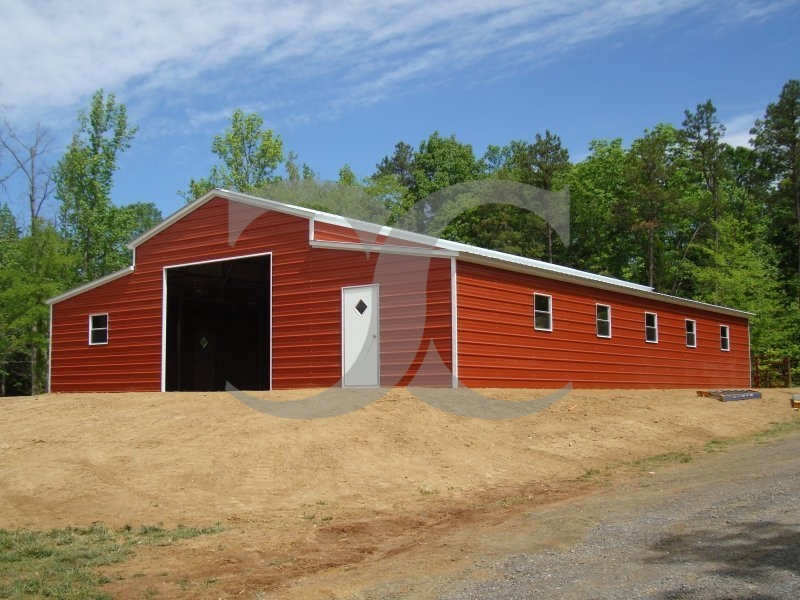 Raised Center Aisle Barn | Vertical Roof | 44W x 41L x 12H | Enclosed Barn Raised Center Aisle Barn | Vertical Roof | 44W x 41L x 12H | Enclosed Barn