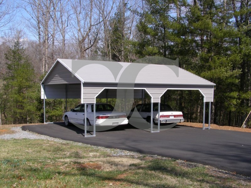 Carport | Boxed Eave Roof | 22W x 26L x 8H | 2 Gables | 2 3' Panels Carport | Boxed Eave Roof | 22W x 26L x 8H | 2 Gables | 2 3' Panels