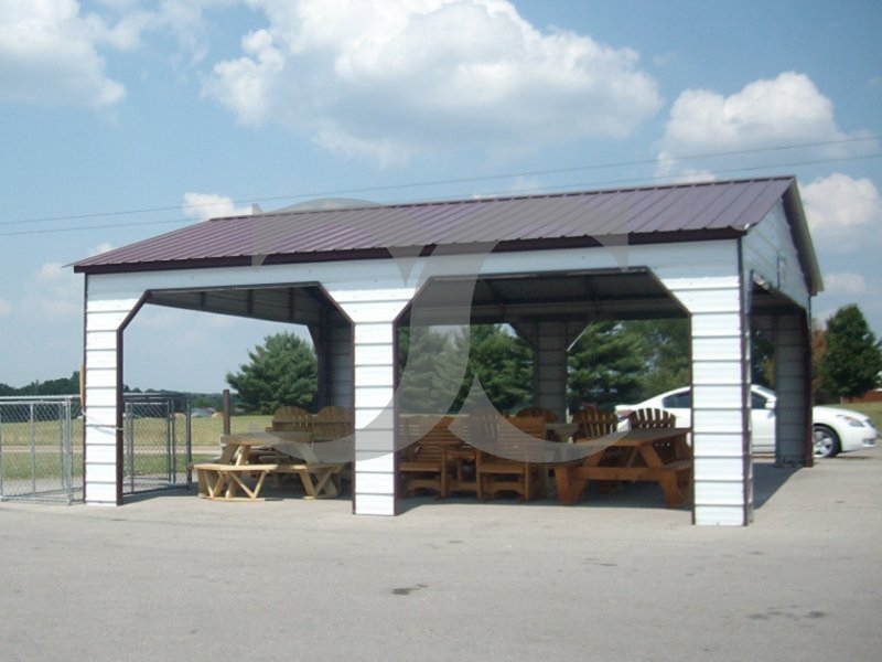 Carport | Vertical Roof | 24W x 26L x 9H | Pavilion Carport with Side Entry Carport | Vertical Roof | 24W x 26L x 9H | Pavilion Carport with Side Entry