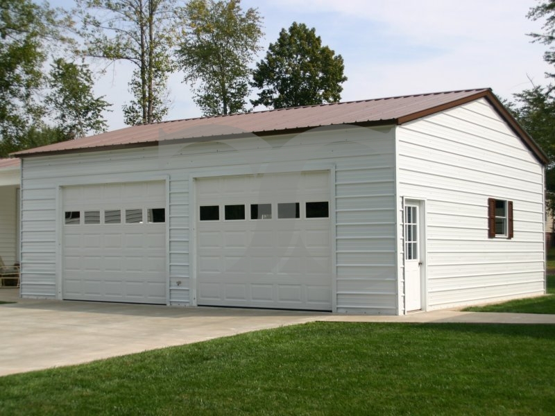 Metal Garage | Vertical Roof | 24W x 31L x 10H |  2-Car Metal Garage | Vertical Roof | 24W x 31L x 10H |  2-Car