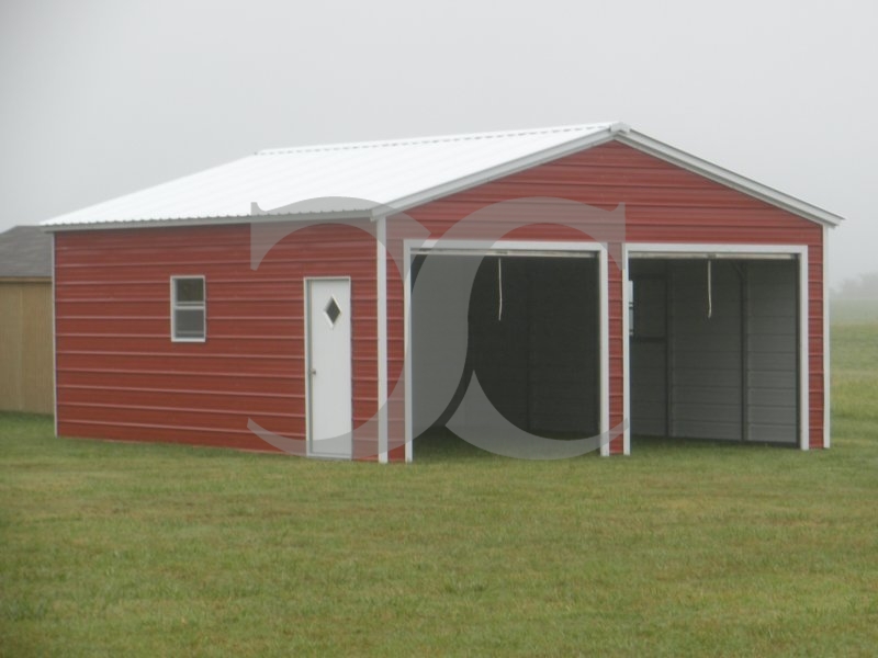 Metal Garage | Vertical Roof | 20W x 26L x 9H | 2-Bay Garage Metal Garage | Vertical Roof | 20W x 26L x 9H | 2-Bay Garage