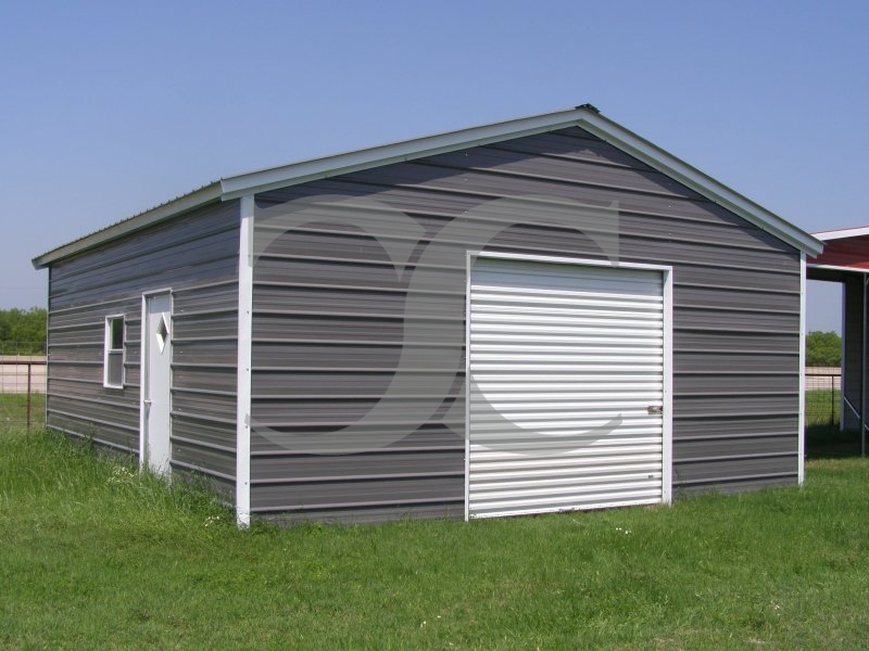 Metal Garage | Vertical Roof | 18W x 29L x 9H | 1-Car Garage Metal Garage | Vertical Roof | 18W x 29L x 9H | 1-Car Garage