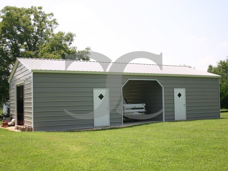 Enclosed Steel Building | Vertical Roof | 24W x 51L x 9H | Metal Garage Enclosed Steel Building | Vertical Roof | 24W x 51L x 9H | Metal Garage