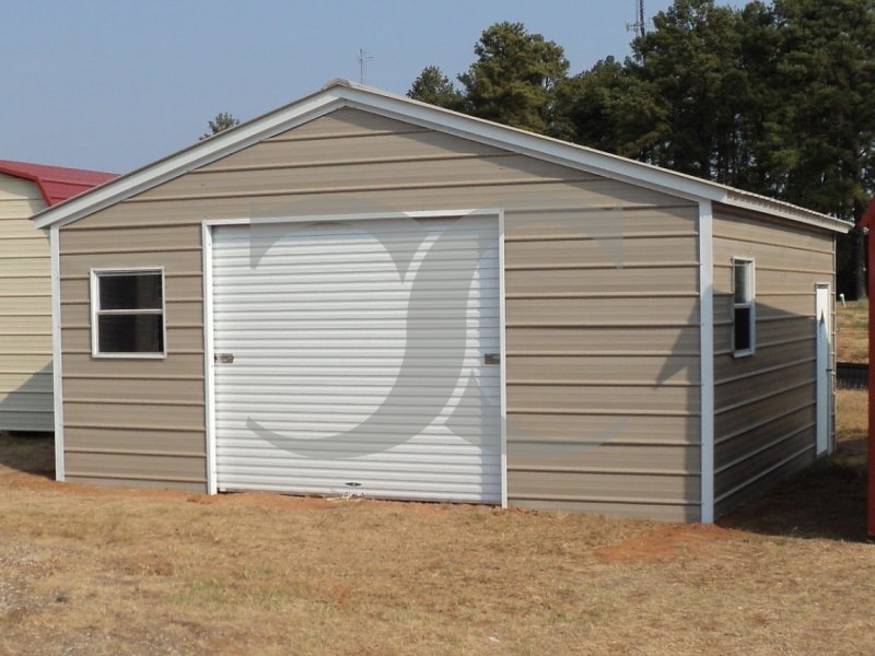 Metal Garage | Vertical Roof | 20W x 21L x 8H | 1-Car Metal Garage | Vertical Roof | 20W x 21L x 8H | 1-Car