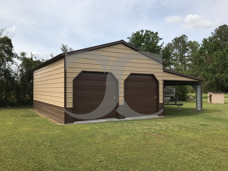 Enclosed Steel Garage | Vertical Roof | 24W x 31L x 12H | Lean-to Enclosed Steel Garage | Vertical Roof | 24W x 31L x 12H | Lean-to