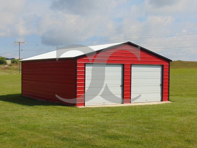 2-Car Metal Garage | Vertical Roof | 22W x 31L x 9H | Two-Car 2-Car Metal Garage | Vertical Roof | 22W x 31L x 9H | Two-Car